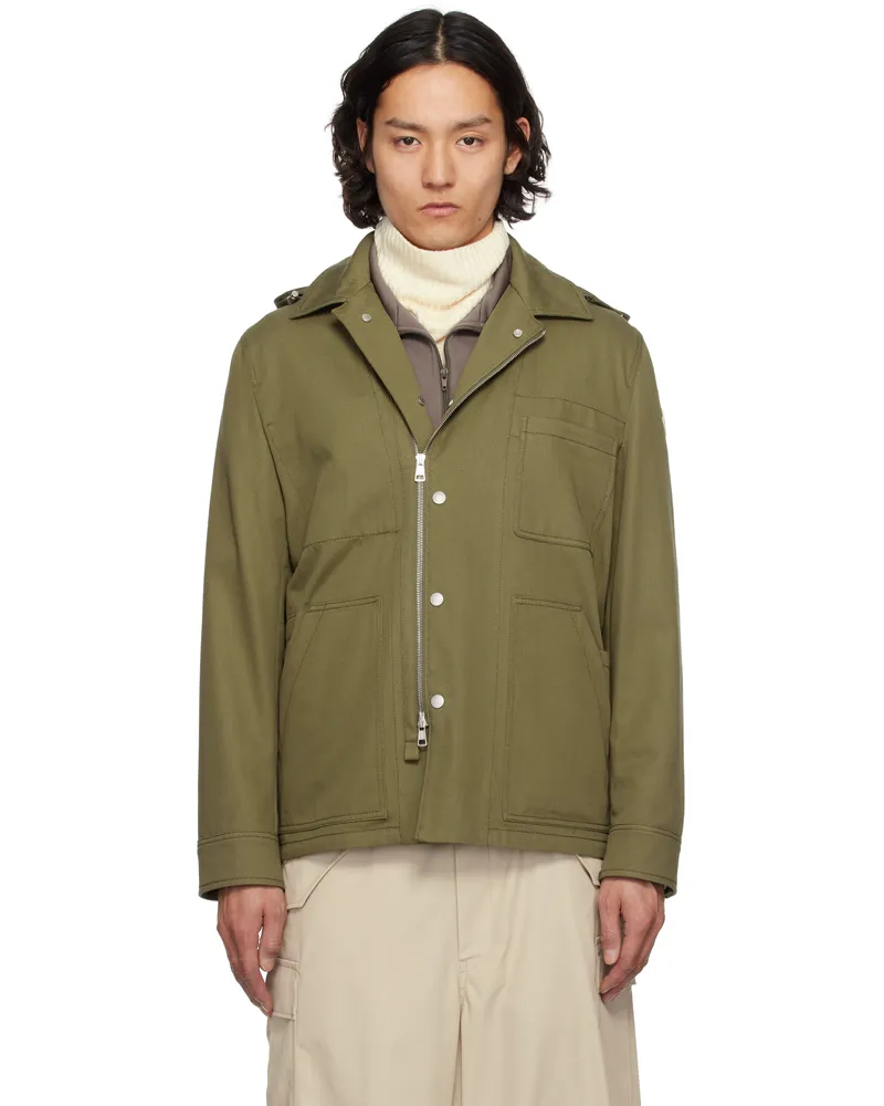 Moncler Khaki Guerledan Hooded Cotton Shirt Jacket 81m