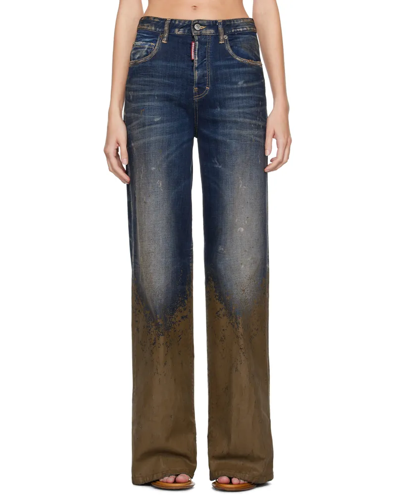 Dsquared2 Blue & Brown Traveller Jeans 470