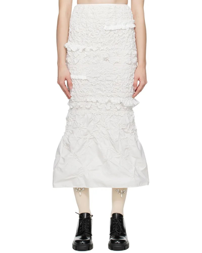 Cecilie Bahnsen White Venus Midi Skirt White