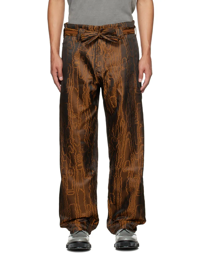 Nicholas Daley Brown Graphic Trousers Bronze