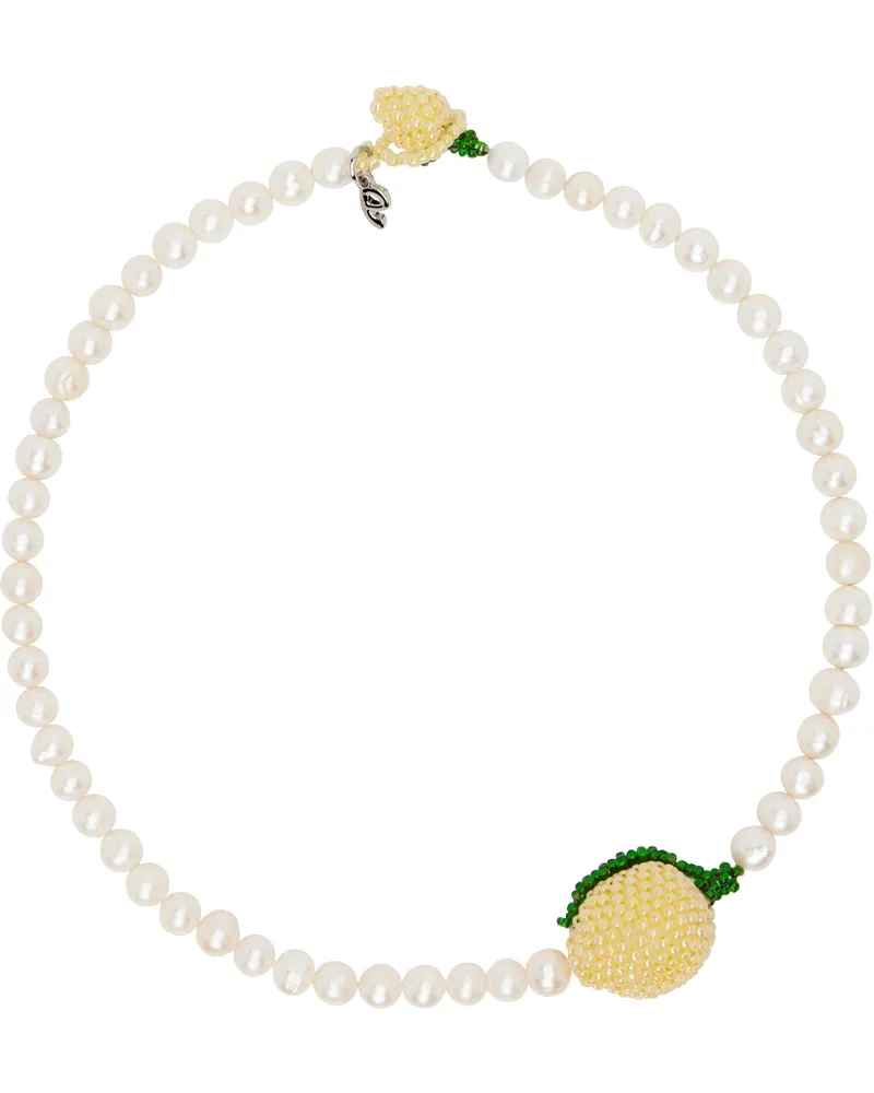 PURA UTZ White Pearl Lemon Necklace Pearl