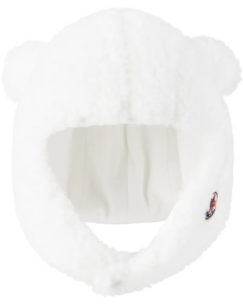 Moncler Baby White Teddy Earflaps Beanie 032