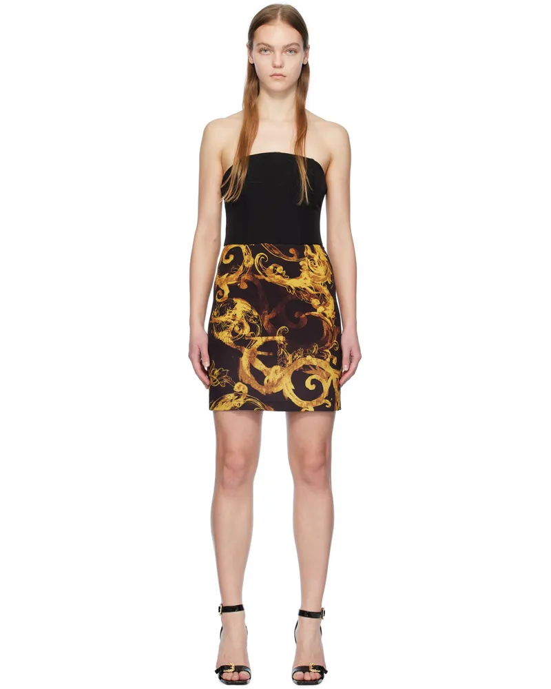 Versace Jeans Black Graphic Minidress Eg89