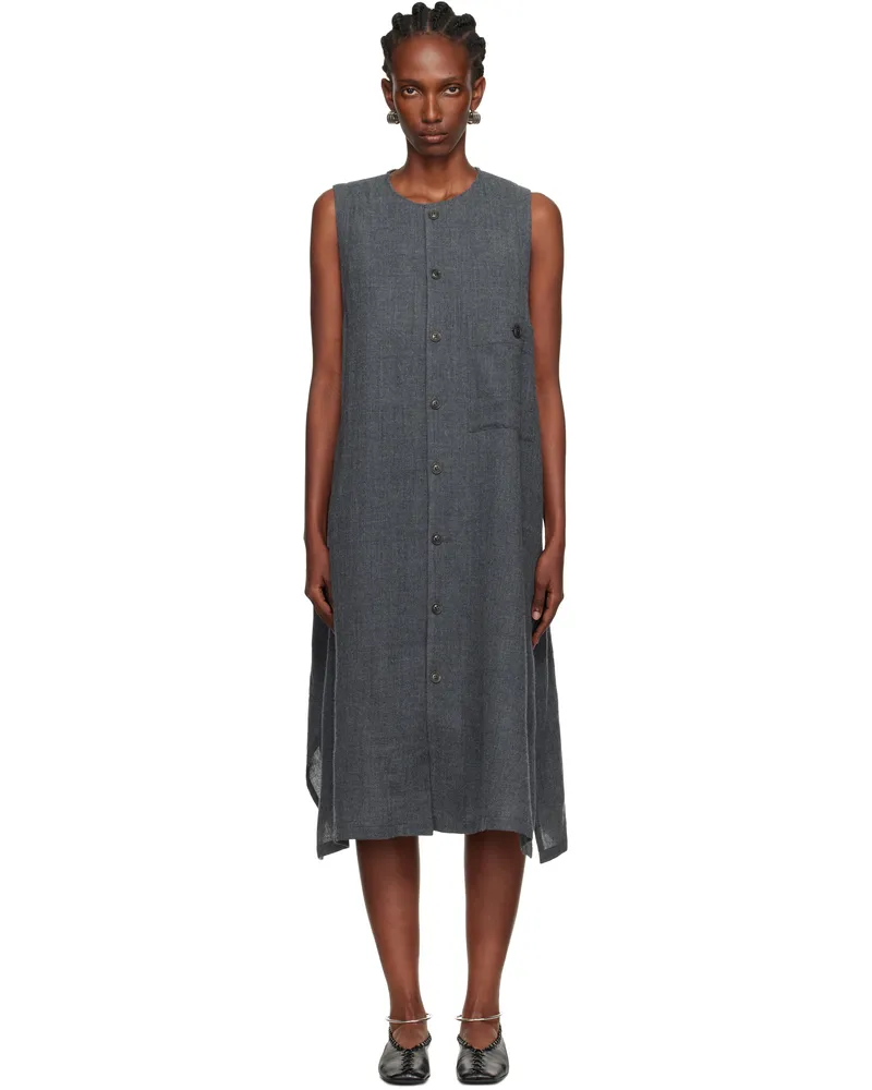Yohji Yamamoto Gray S-Long Pocket Midi Dress 1