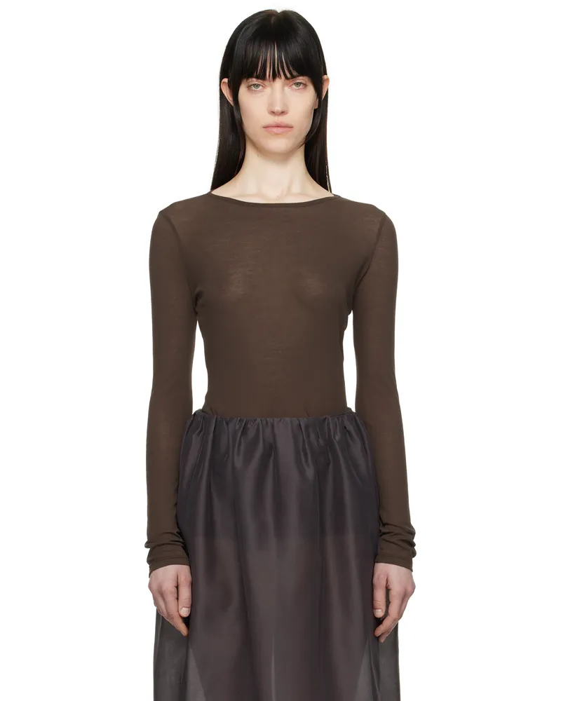 AMOMENTO Brown Round T-shirt Brown