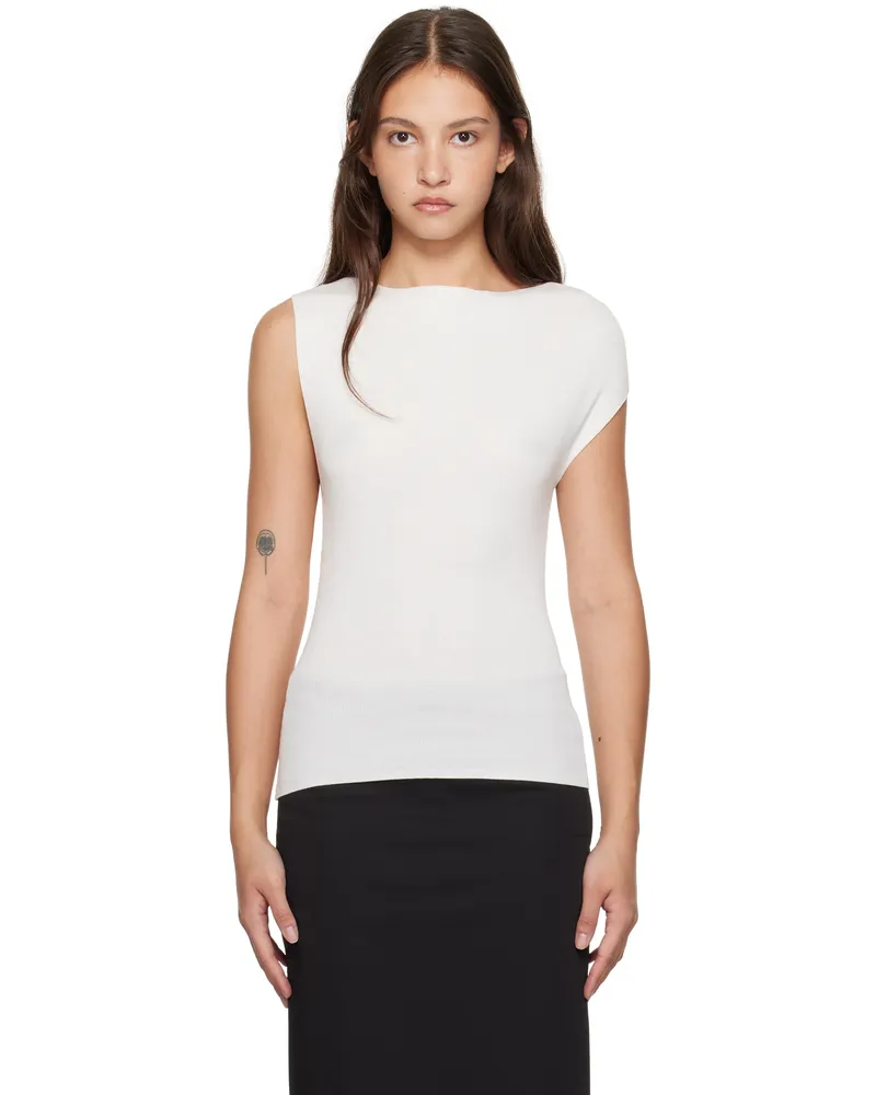 St. Agni Off-White Asymmetric Knit Top Off