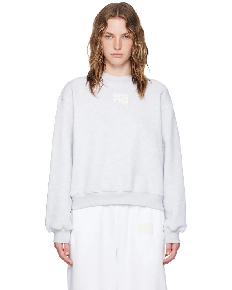 Alexander Wang Gray Bonded Puff Logo Sweatshirt Lt