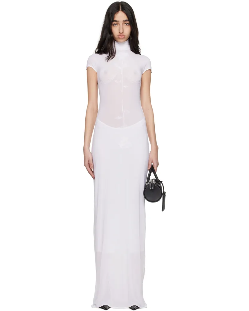 Jean Paul Gaultier White Light Viscose Jersey Sleeveless Maxi Dress 11-optic