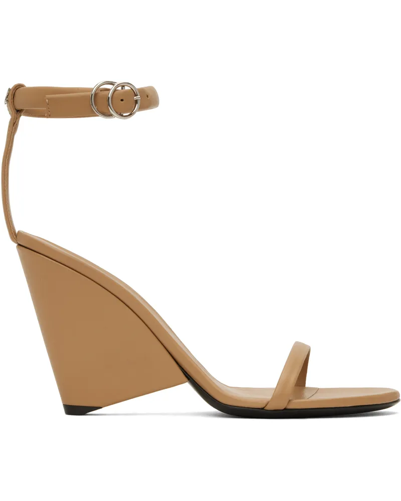 Courrèges Beige Oblique Leather Heeled Sandals 1067