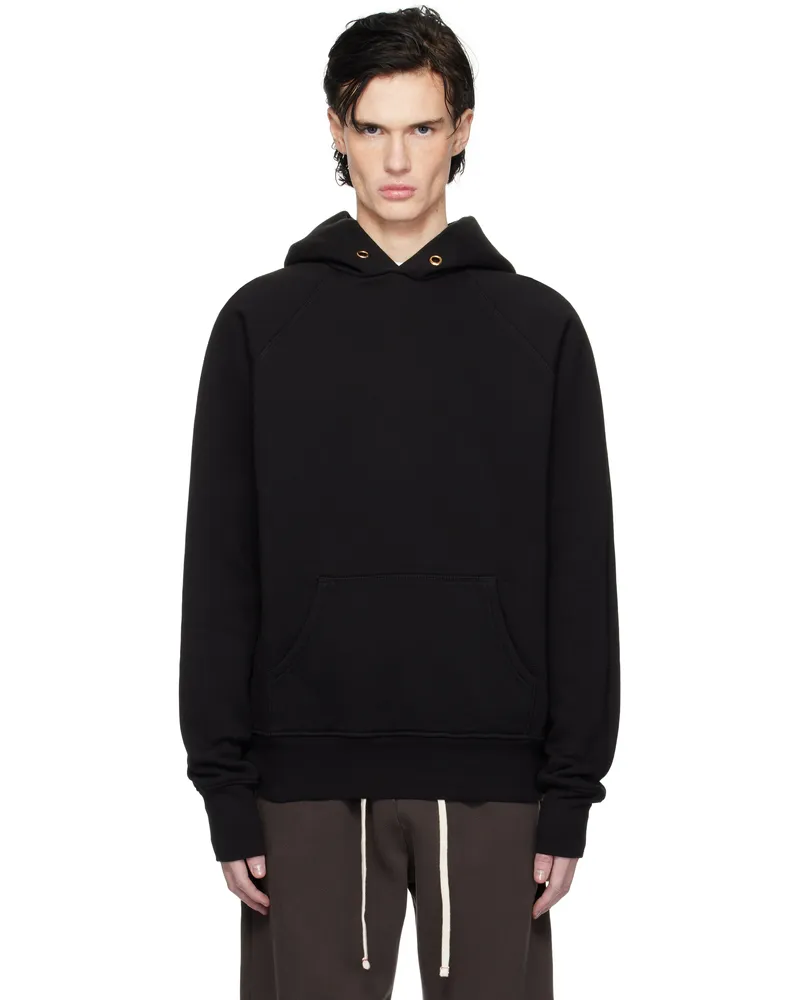 LES TIEN Black Heavyweight Raglan Hoodie Jet