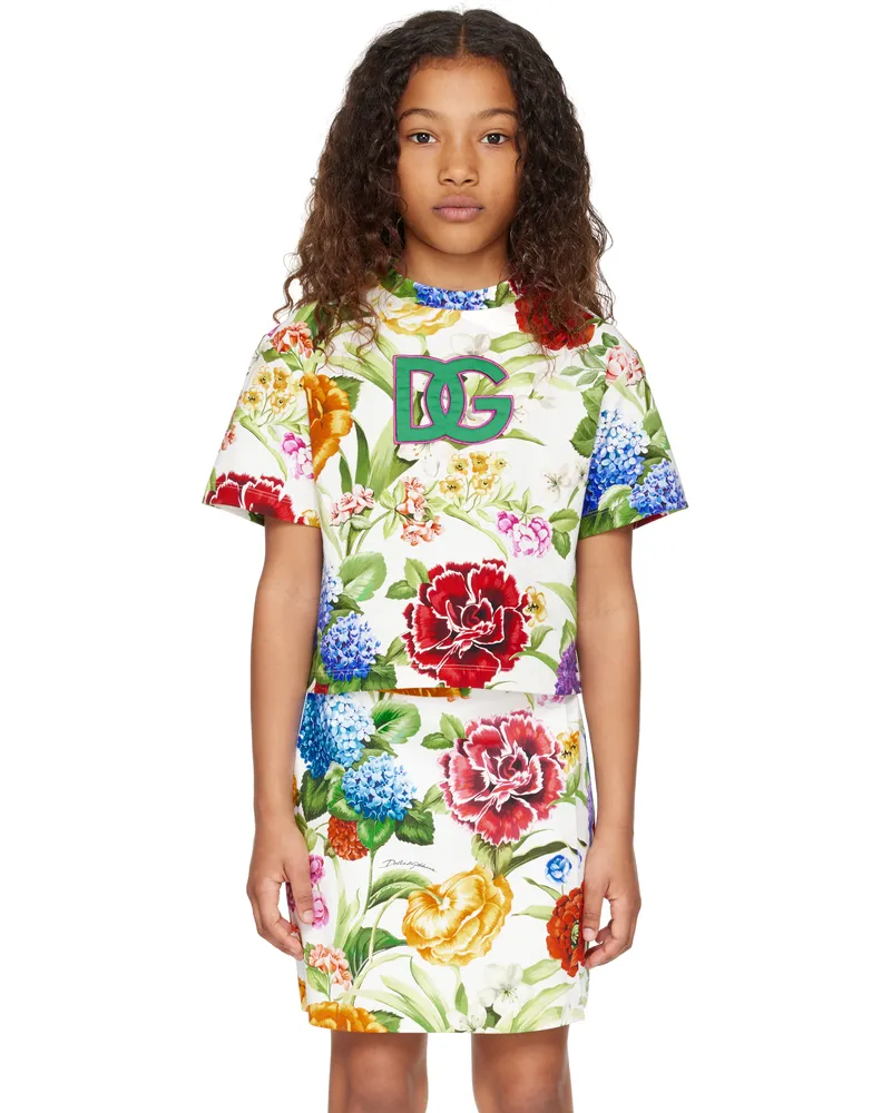 Dolce & Gabbana Kids Multicolor Floral Print Jersey T-shirt Ha5ku