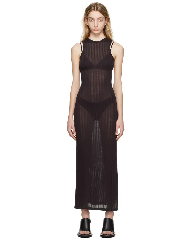 Eckhaus Latta Brown Shrunk Maxi Dress Ripple