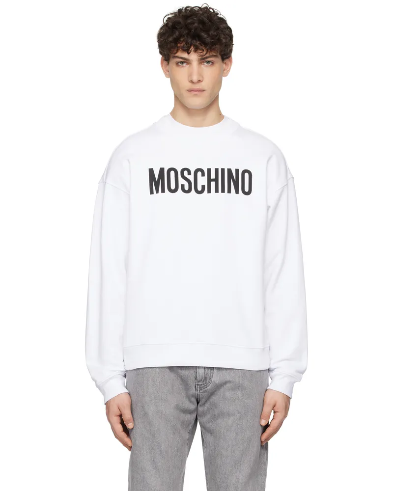 Moschino White 'Moschino' Institutional Sweatshirt Multi