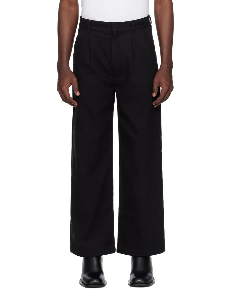 Izzue Black Relaxed Fit Twill Pants Bkx