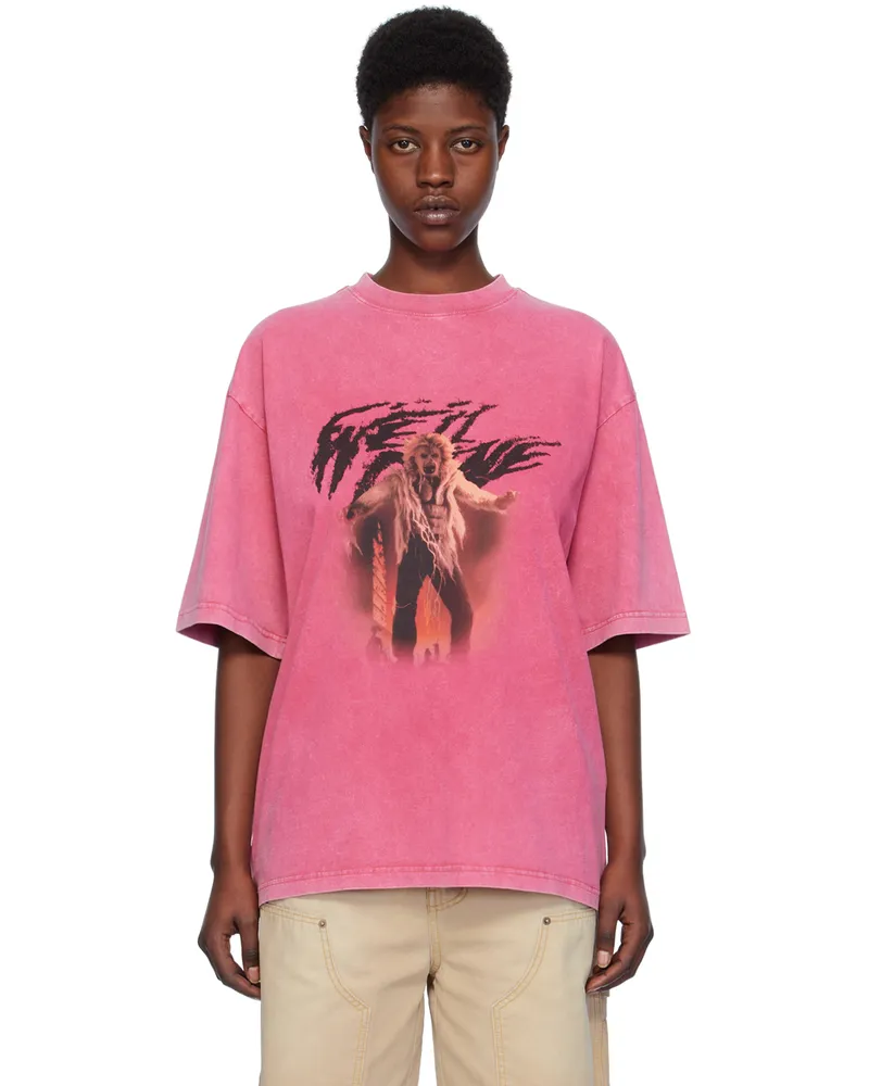WE 11 DONE Pink Vintage Horror T-Shirt Pink