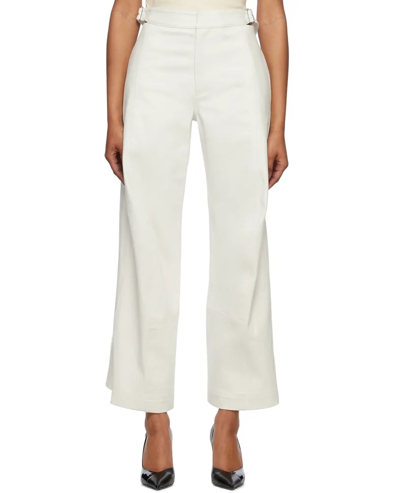 YUZEFI Off-White Bent Knee Denim Trousers Off