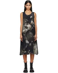 R13 Black Floral Print Midi Dress Blk