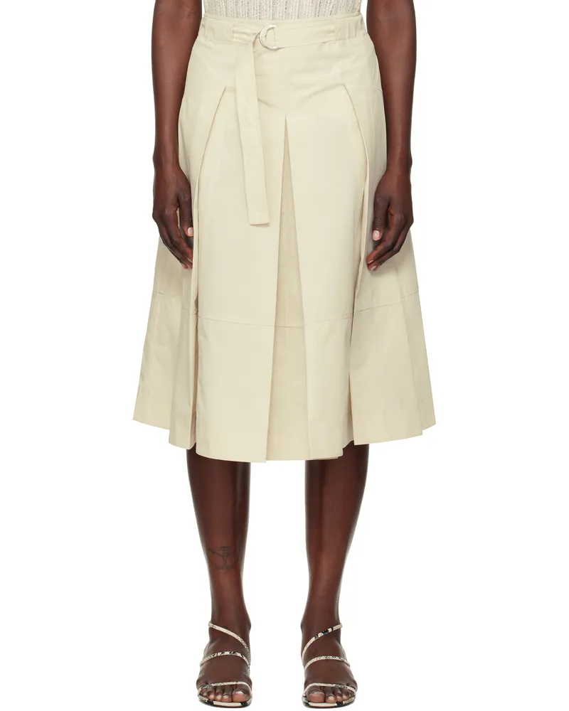 3.1 phillip lim Off-White Utility Poplin Midi Skirt Stone