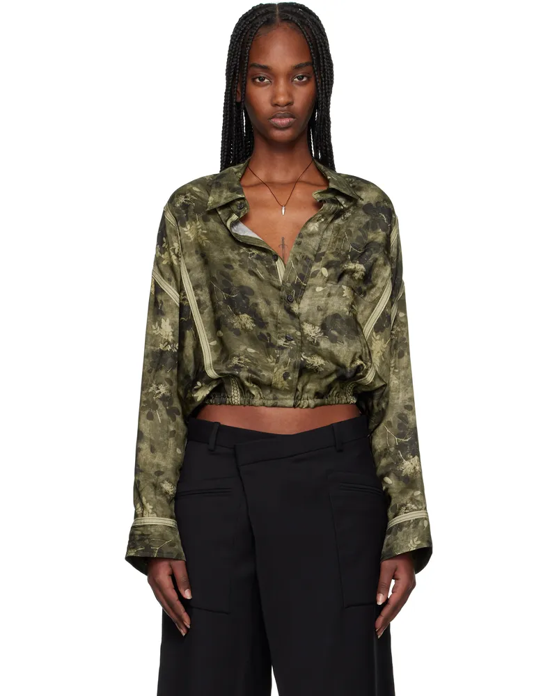 R13 Khaki Taped Crossover Bubble Shirt Olive