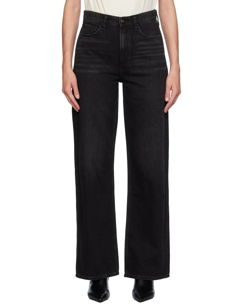 Rag & Bone Black Featherweight Logan Wide-Leg Jeans Jetblk