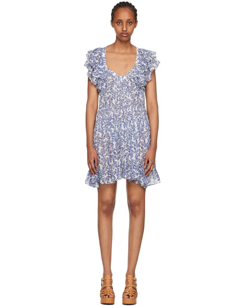 Étoile Isabel Marant White & Blue Godrana Minidress 30rb