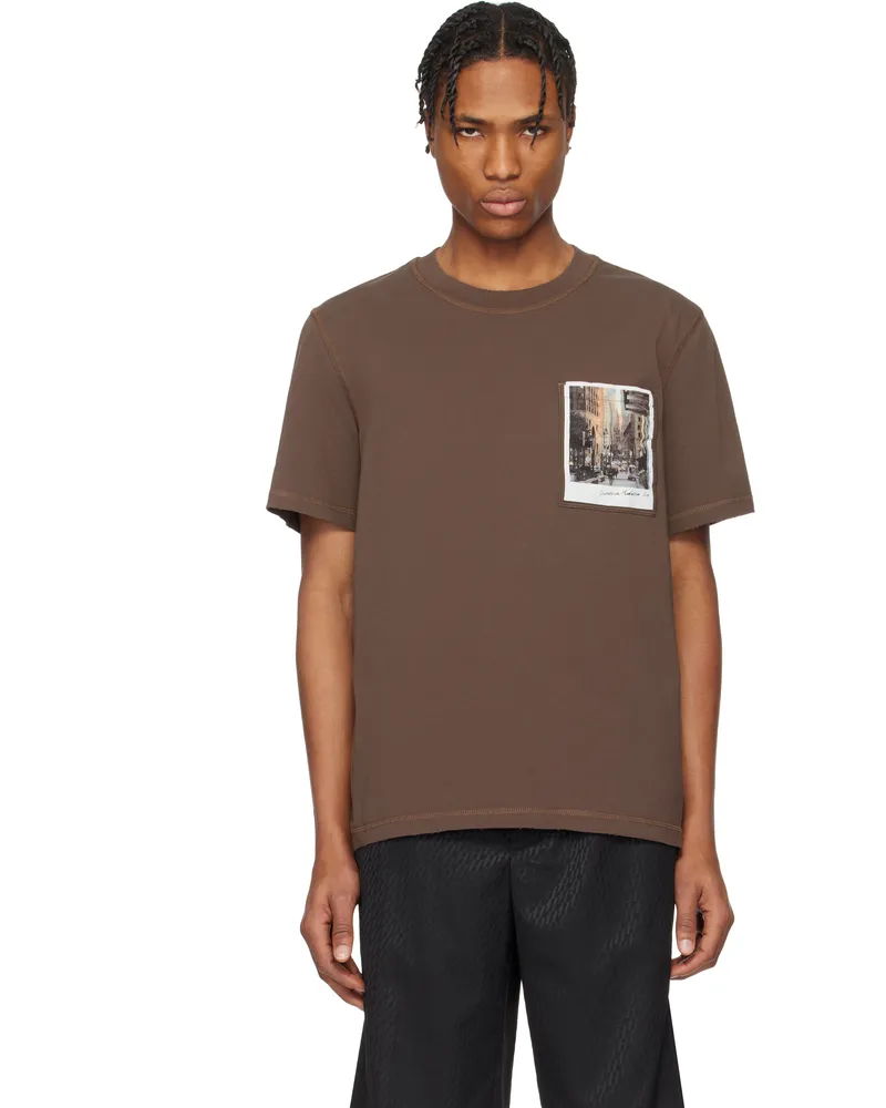 Helmut Lang Brown Downtown Postcard T-shirt Brick