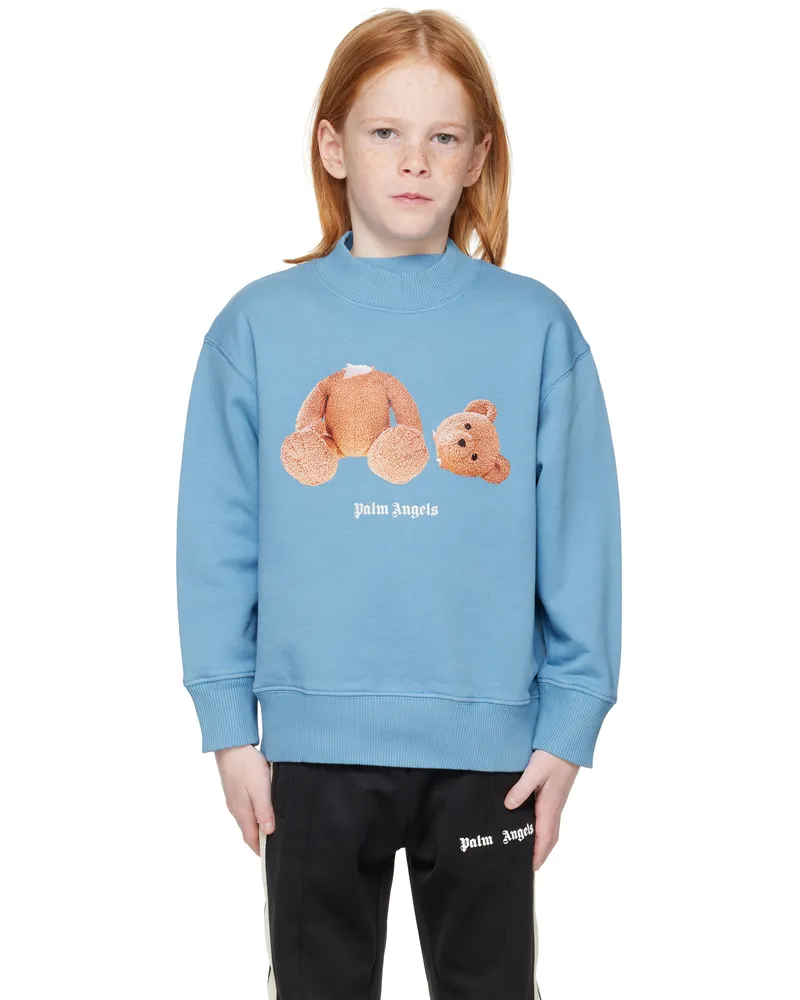 Palm Angels Kids Blue Bear Sweatshirt Dusty