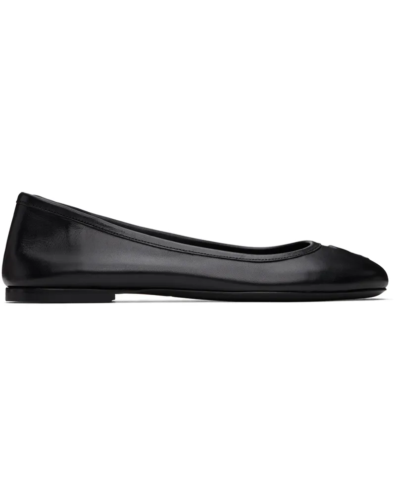 AMI Paris Black Round Toe Ami De Cœur Ballerina Flats Black
