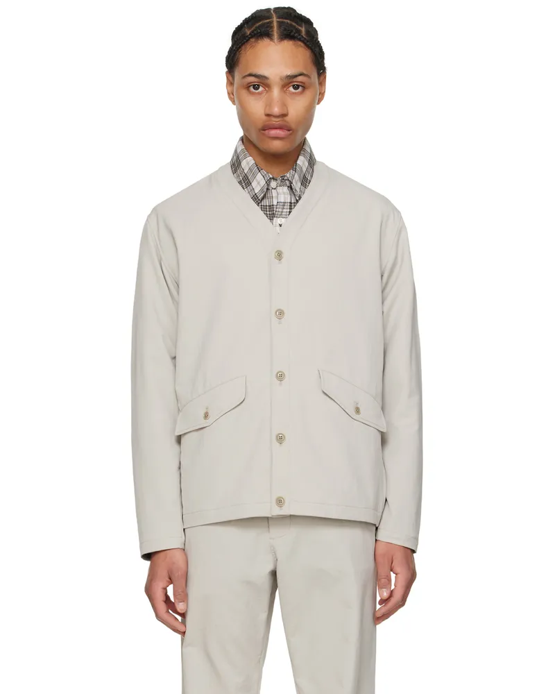 nanamica Beige Y-Neck Cardigan Ph