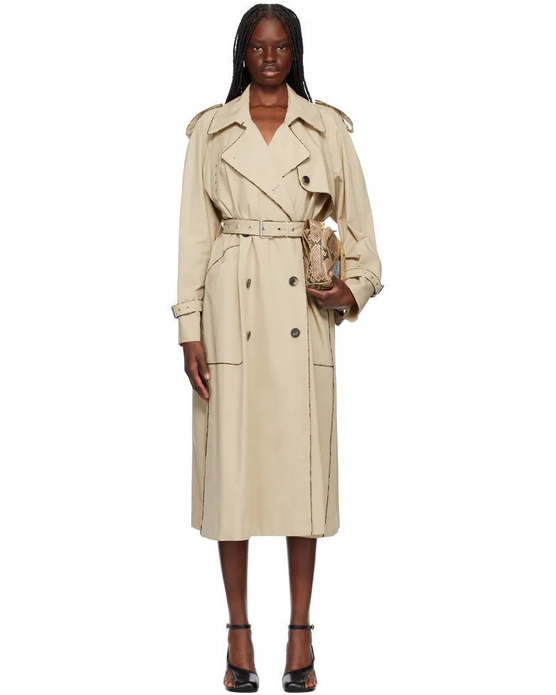 Dries van Noten Beige Piping Trench Coat 103