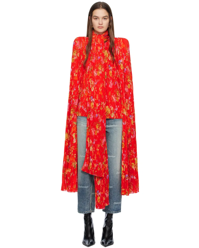 Balenciaga Red Pleated Blouse 6400