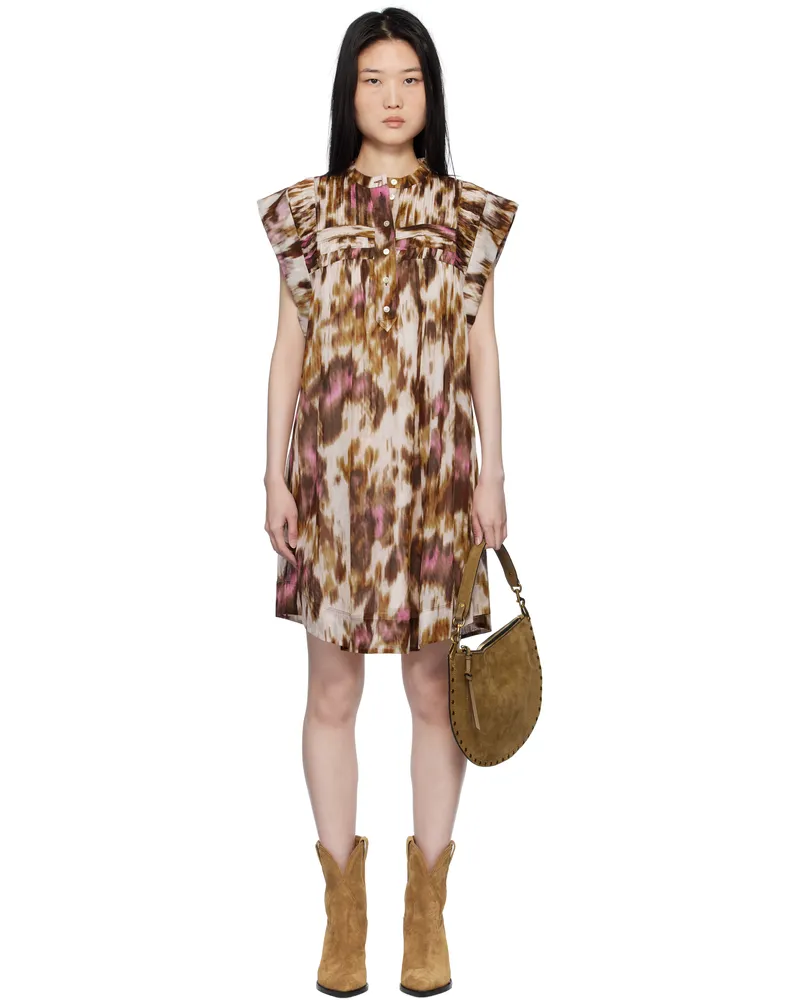Étoile Isabel Marant Off-White & Tan Leazali Minidress Ecru