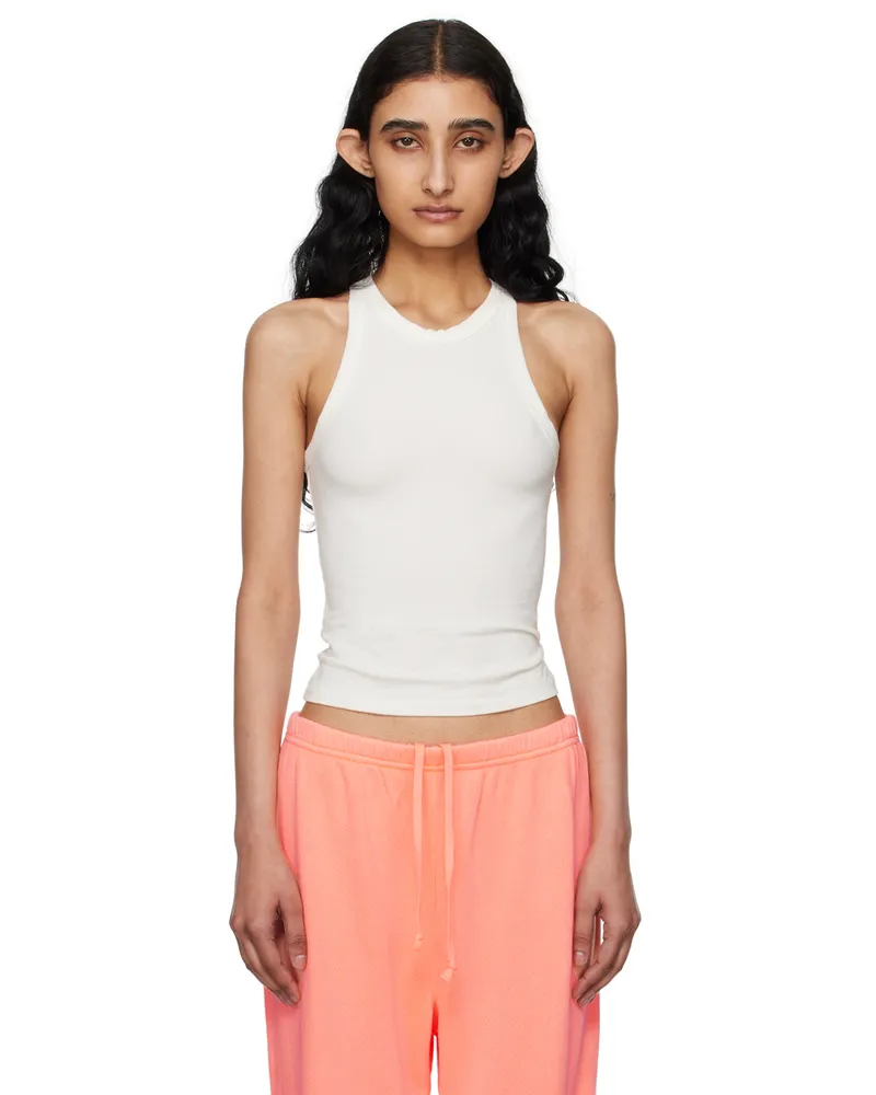 SKIMS Off-White Cotton Jersey Crew Neck Tank Top Marble