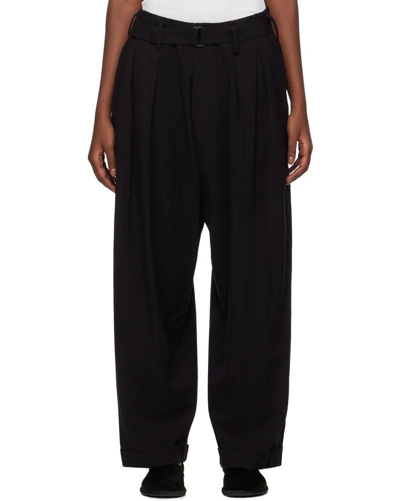 Yohji Yamamoto Black Damaged Gabardine 2Tucks Trousers 1