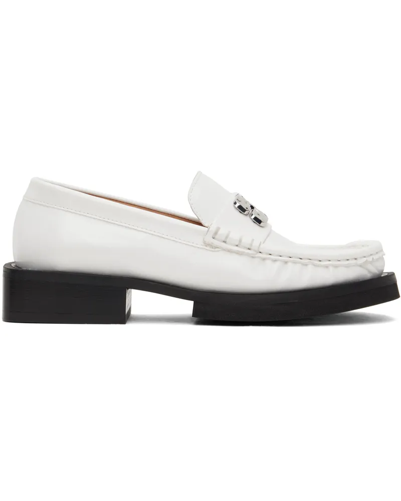 Ganni White Butterfly Logo Loafers 135