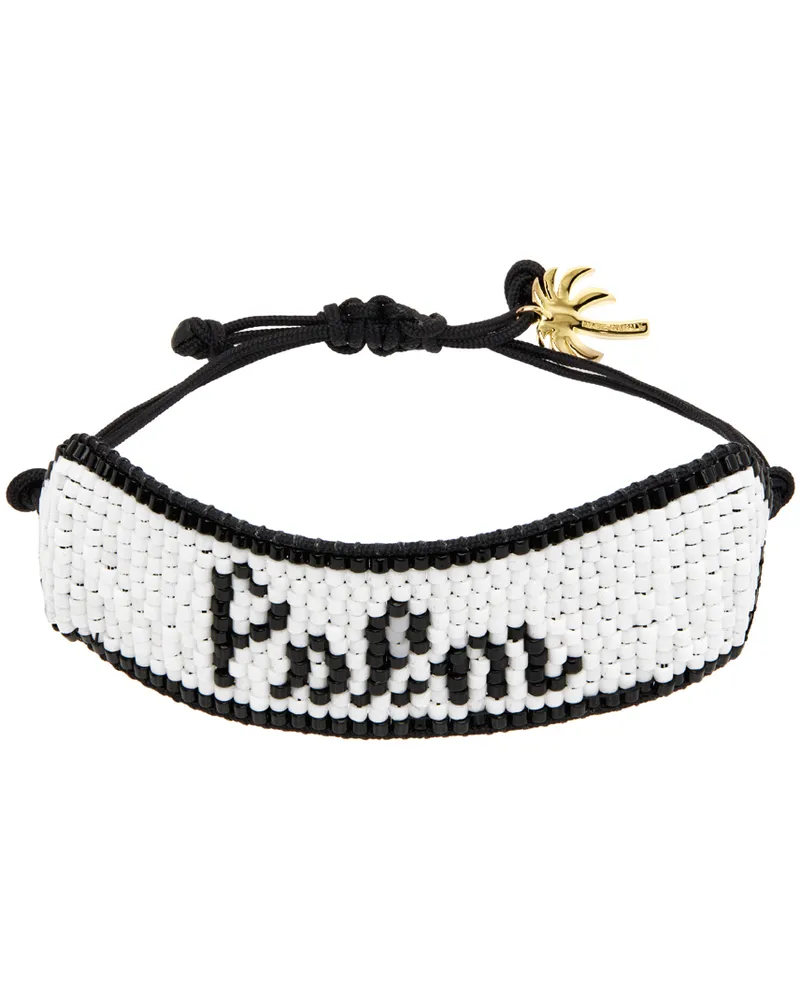 Palm Angels Black & White Angels Beaded Bracelet White