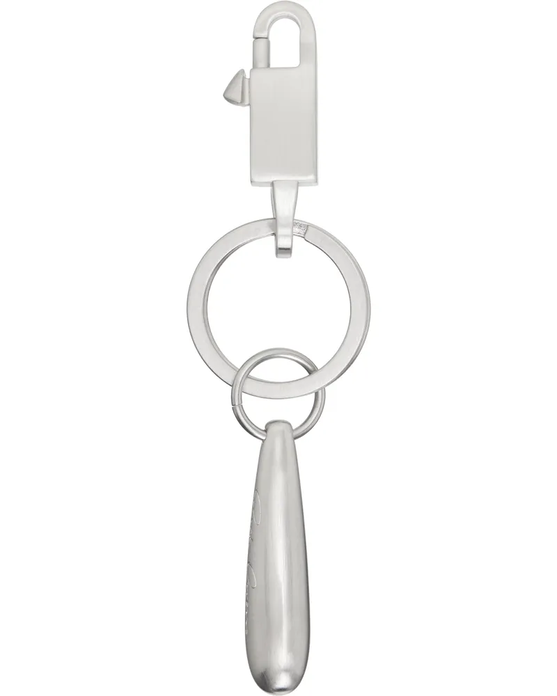 Rick Owens Silver Hollywood Teardrop Keychain 128