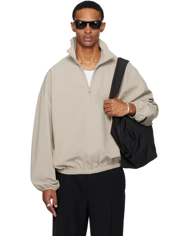 Fear of God Taupe Sporty Half-Zip Jacket Timber