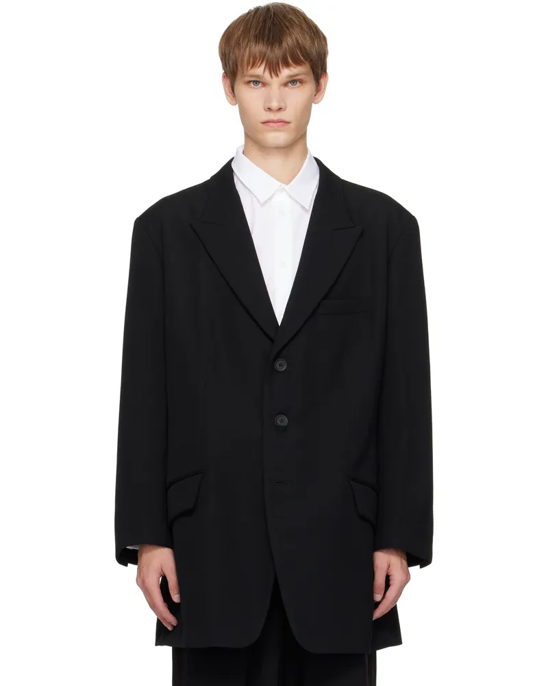 Yohji Yamamoto Black 3 Button Peak Blazer 2