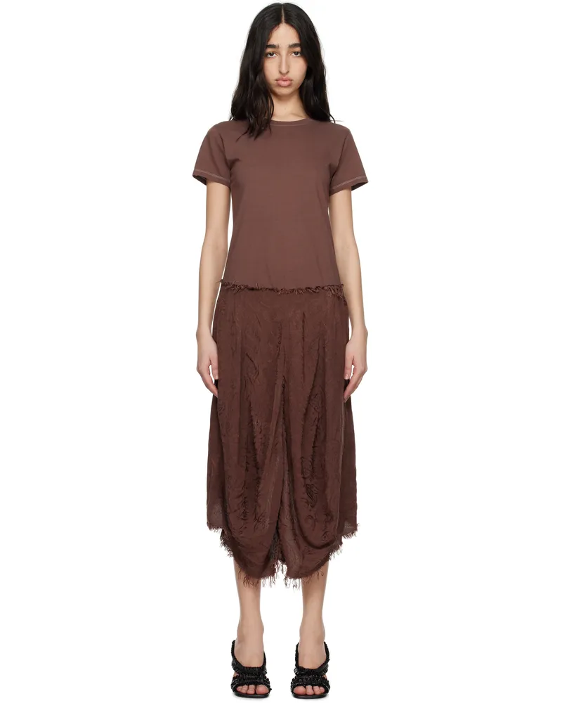 Edward Cuming Brown Droopy Tree Trunk Midi Dress Washed