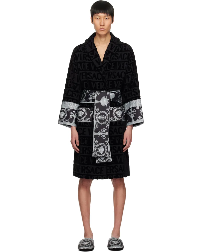 Versace Black 'I Heart Baroque' Bathrobe 5b780-black+black