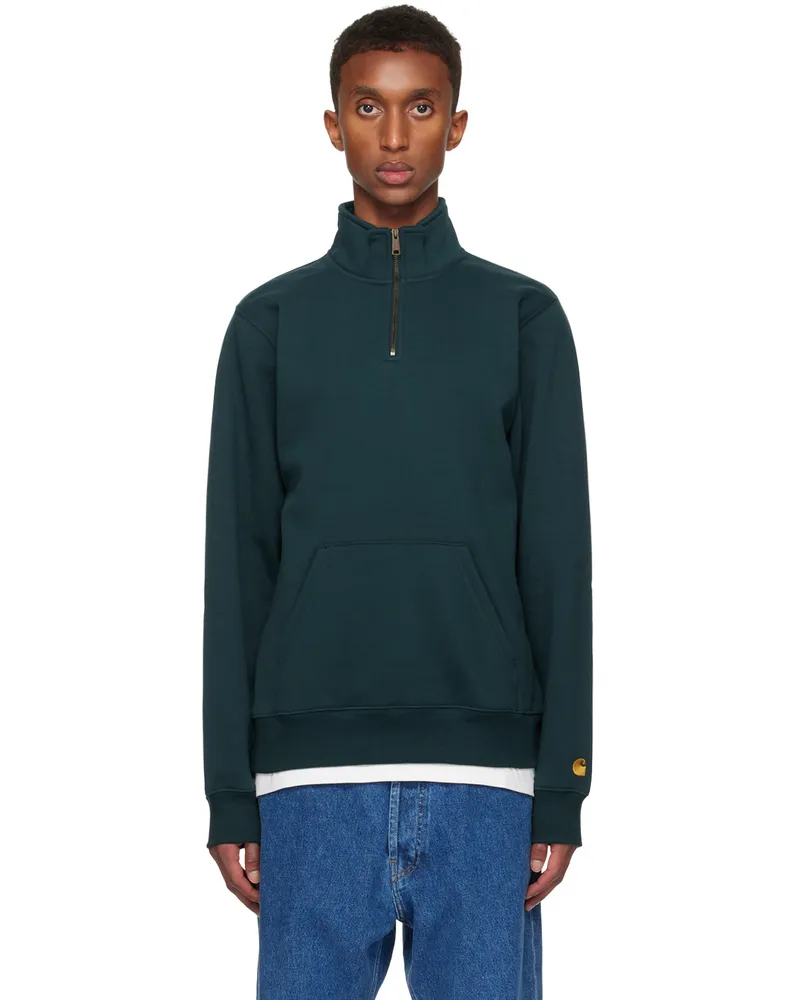 Carhartt WIP Blue Chase Neck Zip Sweatshirt 2d0xx