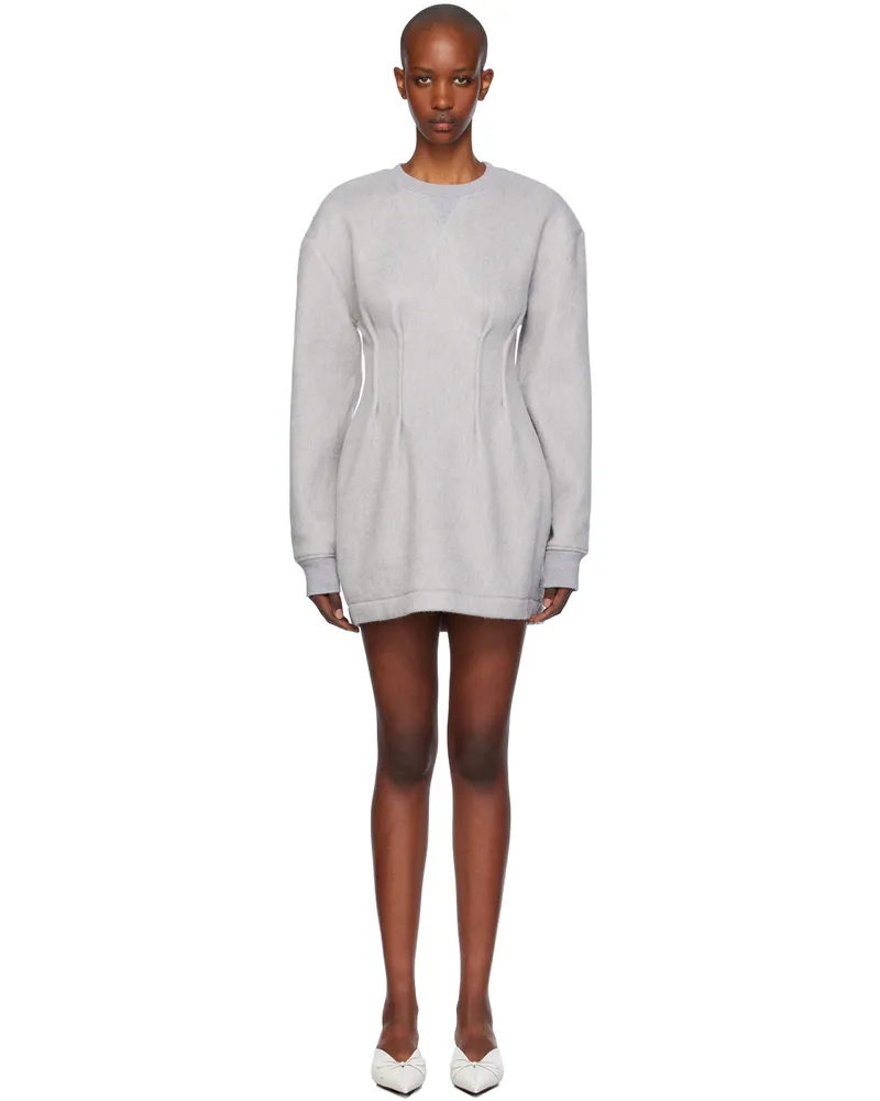 J.W.Anderson Gray Textured Long Sleeve Hourglass Minidress 906