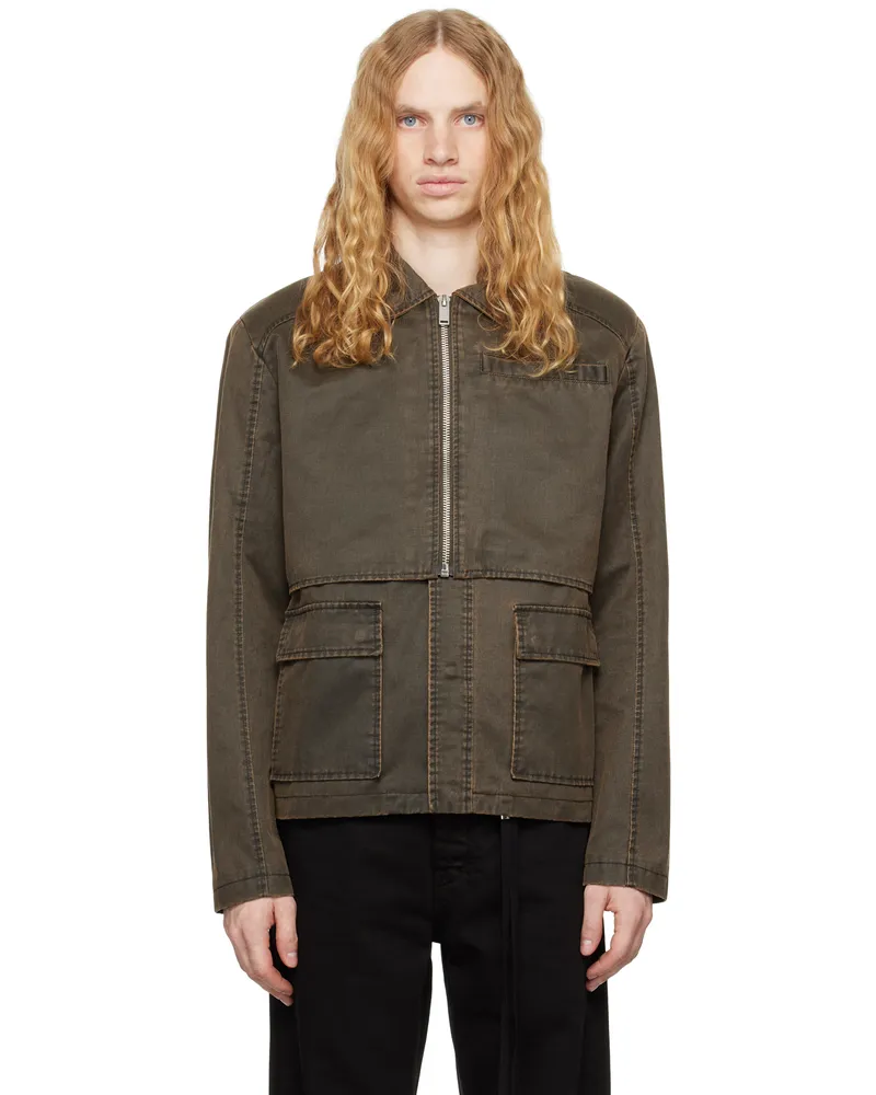 Han Kjøbenhavn Brown Washed Layered Boxy Chore Jacket Dirty