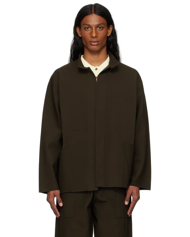 Issey Miyake Brown Inlaid Knit Jacket 44-brown
