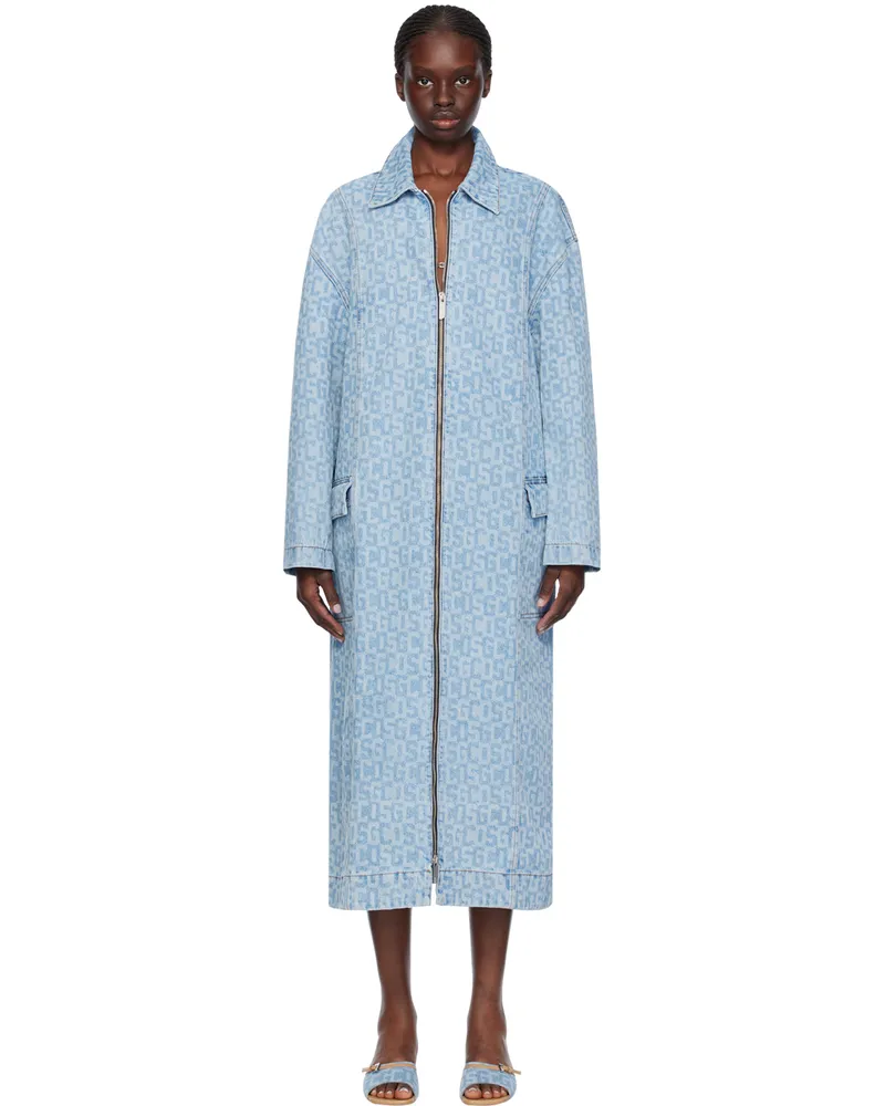 GCDS Blue Monogram Denim Coat 75