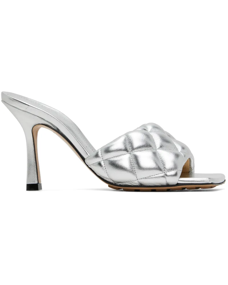 Bottega Veneta Silver Padded Heeled Sandals 1414