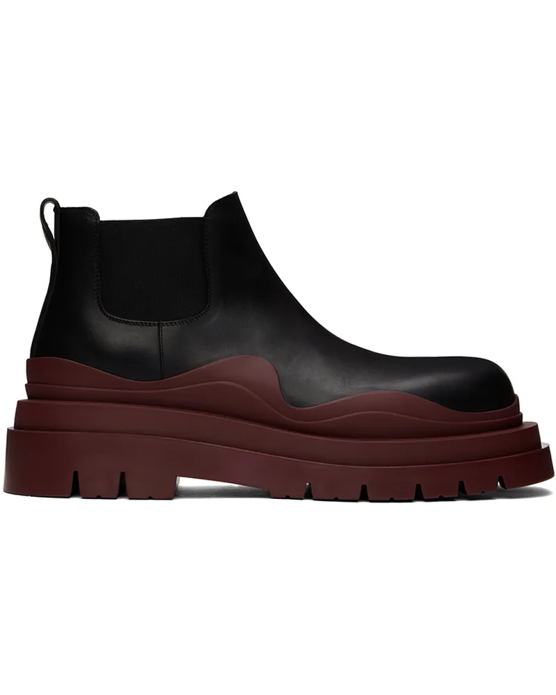 Bottega Veneta Black & Burgundy Tire Chelsea Boots Black-ch-ch