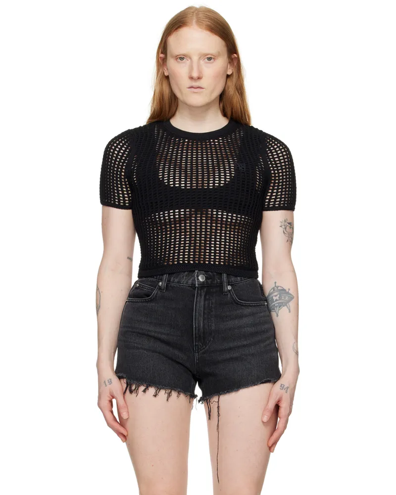 Alexander Wang Black Cropped T-Shirt 001