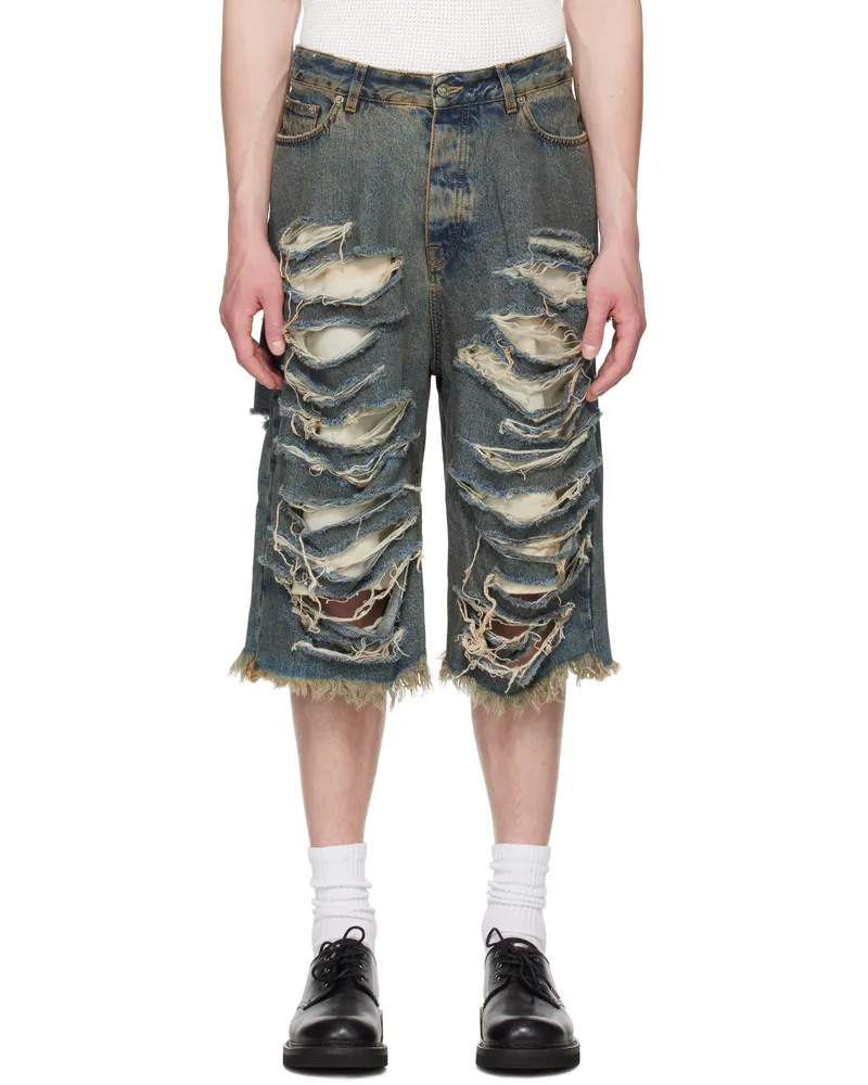 FourTwoFour on Fairfax Blue Big Daddy Denim Shorts Blue